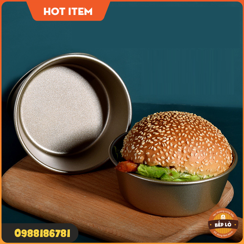 Khuôn Hamburger vàng chống dính khuôn tròn phô mai bánh nướng