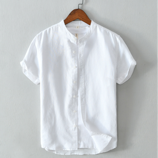 Sơ Mi Nam Cổ Tàu Cộc Ngắn Tay Vicenzo Trơn, Áo Sơ Mi Nam Tay Ngắn Cổ Tàu May Cẩn Thận Vải Thô Cotton Mỏng Vừa Mềm Mát