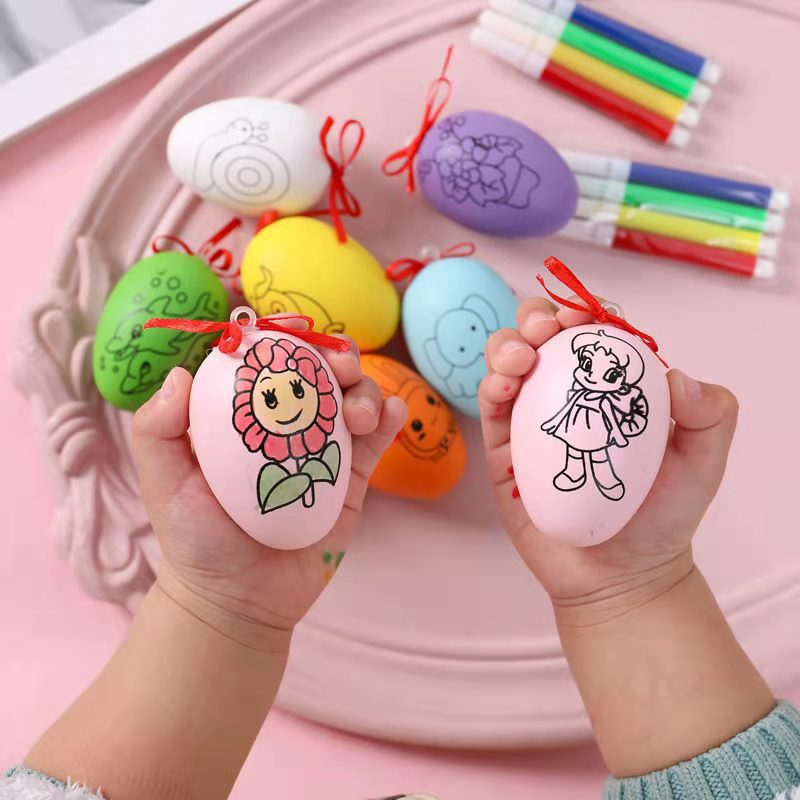 Combo 10 trứng tô màu kèm 10 bộ bút tô màu, đồ chơi tô màu cho bé