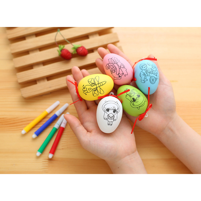 Combo 10 trứng tô màu kèm 10 bộ bút tô màu, đồ chơi tô màu cho bé