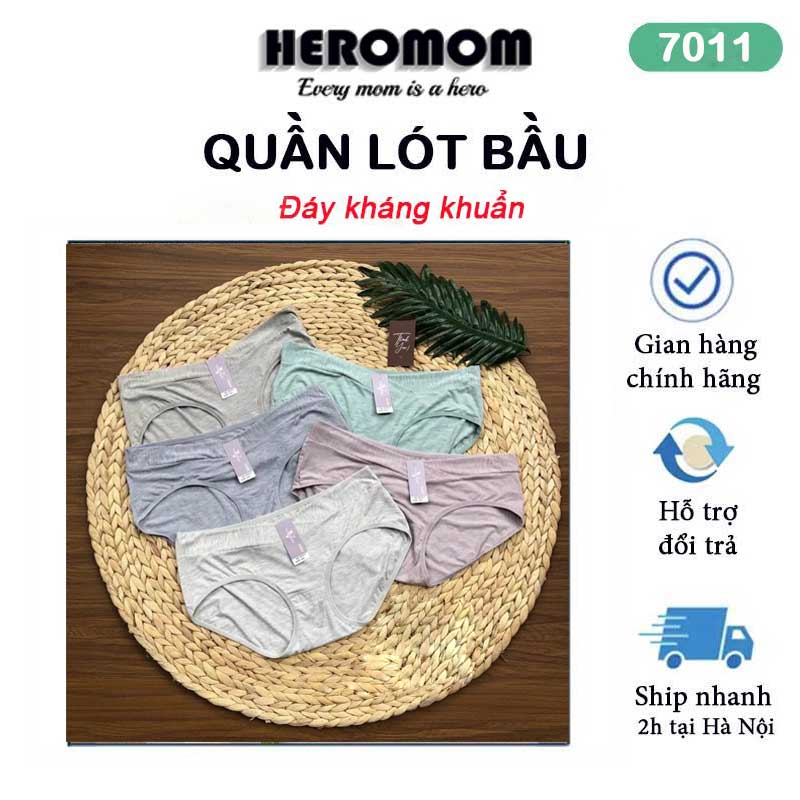 Quần lót bà bầu cạp chéo mùa hè chất cotton đũi kháng khuẩn đồ lót chip bà bầu nội y bầu Heromom 7011