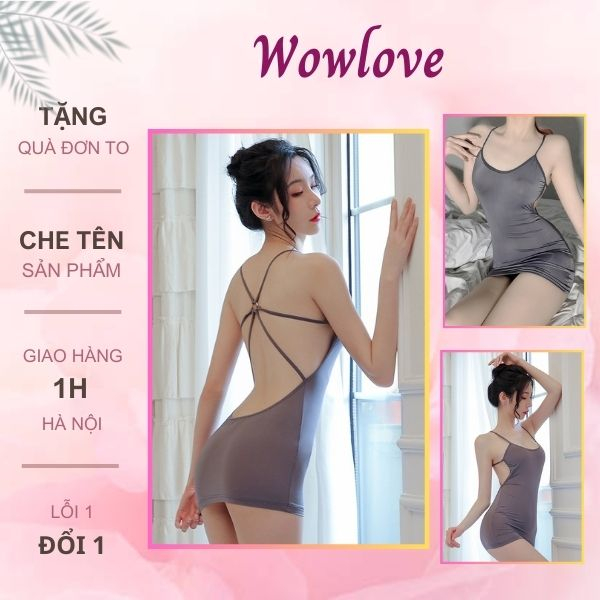 Đầm Ngủ Kiểu Nữ From Ngắn Sexy Gợi cảm Ôm Body Hở Lưng Gợi Cảm Váy Ngủ 2 Dây Đan Chéo Lưng
