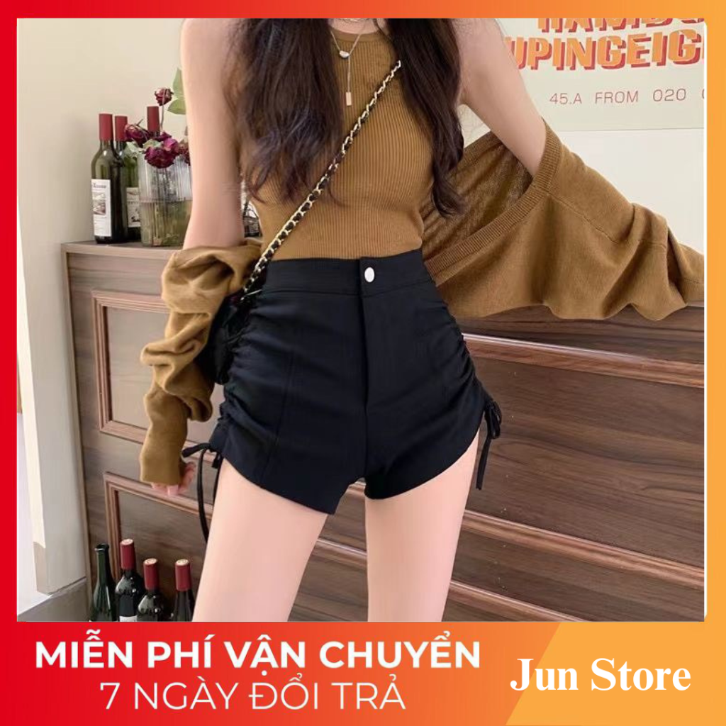 Quần đùi cạp cao dây rút cá tính chất umi cao cấp Jun Store 020