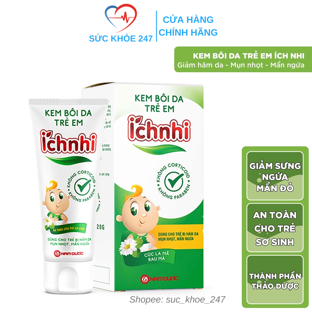 Kem Bôi Da Trẻ Em Ích Nhi Tuýp 20G - An Toàn Cho Trẻ Sơ Sinh, Dùng Cho Trẻ Bị Hăm Da, Mụn Nhọt, Mẩm Ngứa Tuýp