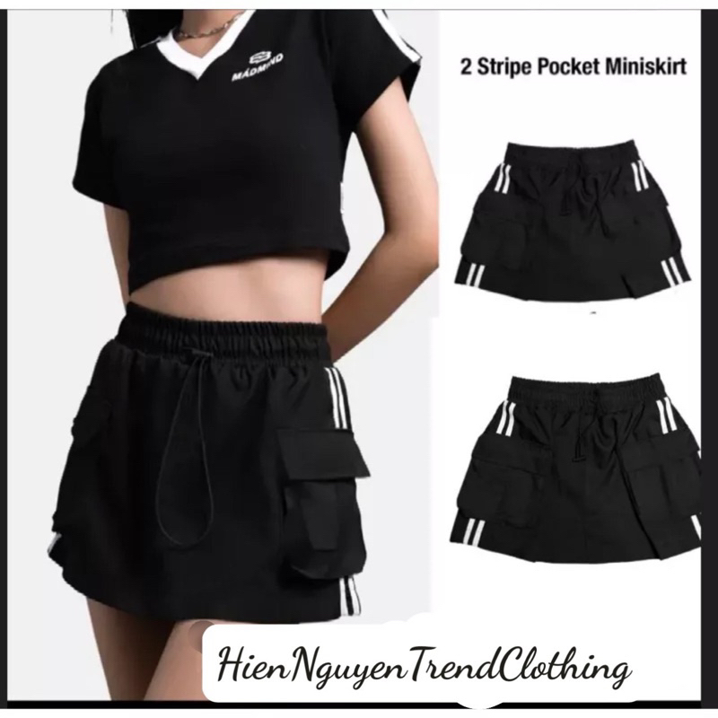 Chân Váy 2 Sọc Có Túi Hộp 2 Stripe Pocket. Chân Váy Có Quần Bảo Hộ