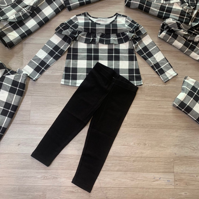 Bộ cotton thu đông bé gái, hàng dư