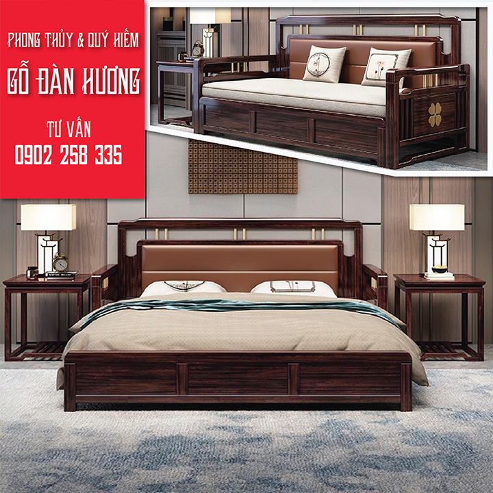 Sofa giường gỗ đàn hương, Ghế sofa giường cao cấp nhập khẩu, Ghế sofa phòng khách đa chức năng