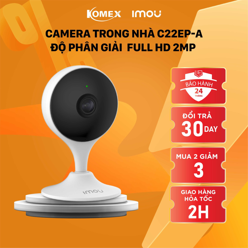 Camera IMOU trong nhà C32EP 3MP (Cue 2) / C32SP 3MP (Cue 2E) đàm thoại 2 chiều, đế nam châm cố định