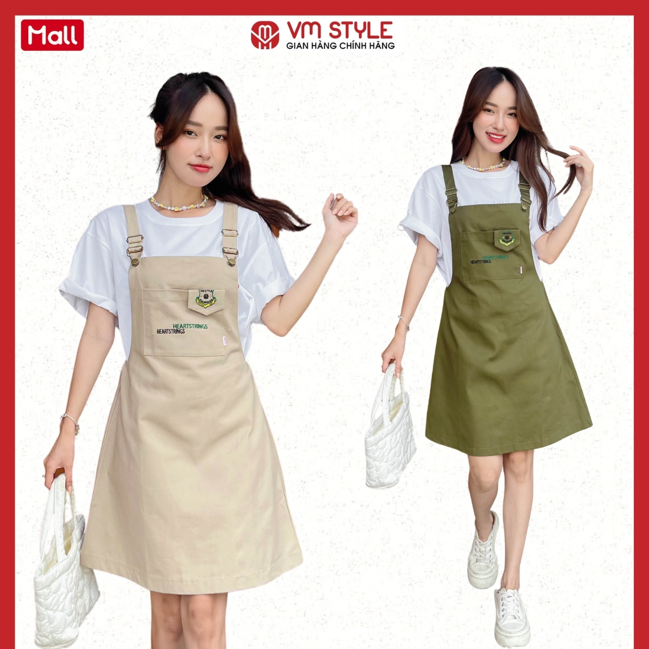 Yếm nữ VMSTYLE dáng ngắn kaki túi thêu hình không kèm áo 13637 - YKU00005