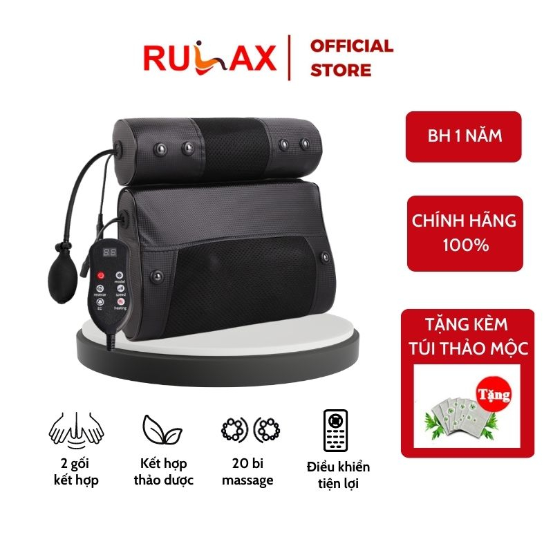 Gối Massage Hồng Ngoại Kèm Túi Khí RULAX RL04, Chất liệu Da Pu Cao Cấp | BH 12 tháng |