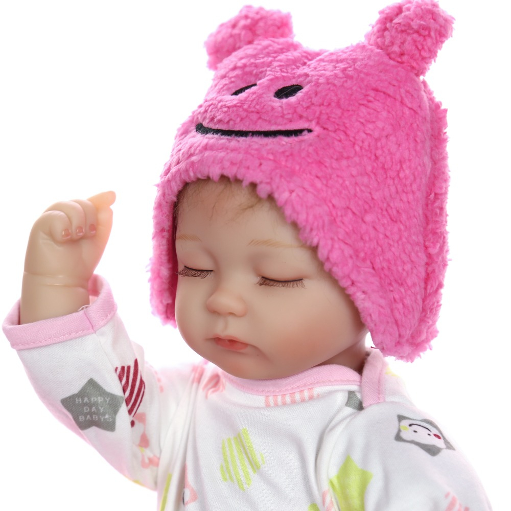 Búp Bê Tái Sinh Thân Gòn Mềm Mại Em Bé Ngủ Đông Áo Nón Hồng NPK 16 inch 40 cm Reborn Vinyl Doll PVN