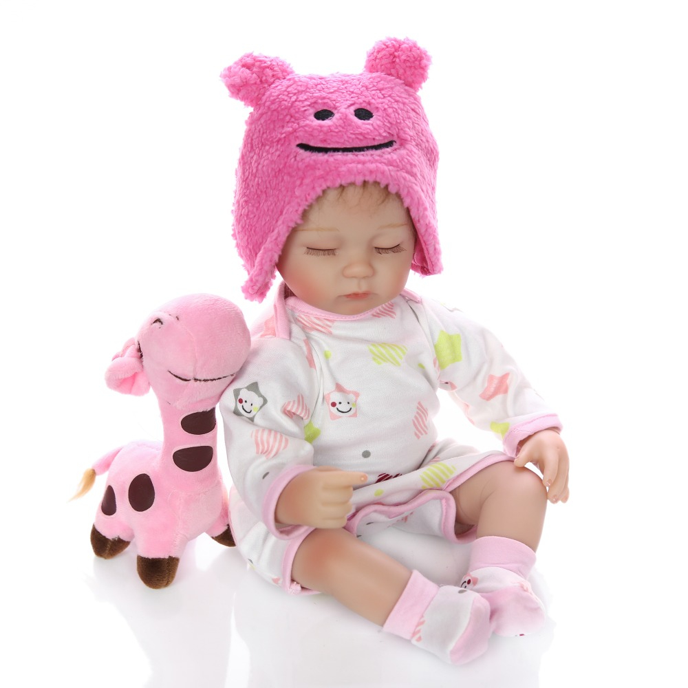 Búp Bê Tái Sinh Thân Gòn Mềm Mại Em Bé Ngủ Đông Áo Nón Hồng NPK 16 inch 40 cm Reborn Vinyl Doll PVN