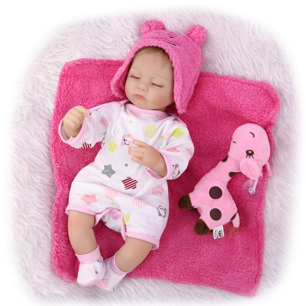 Búp Bê Tái Sinh Thân Gòn Mềm Mại Em Bé Ngủ Đông Áo Nón Hồng NPK 16 inch 40 cm Reborn Vinyl Doll PVN