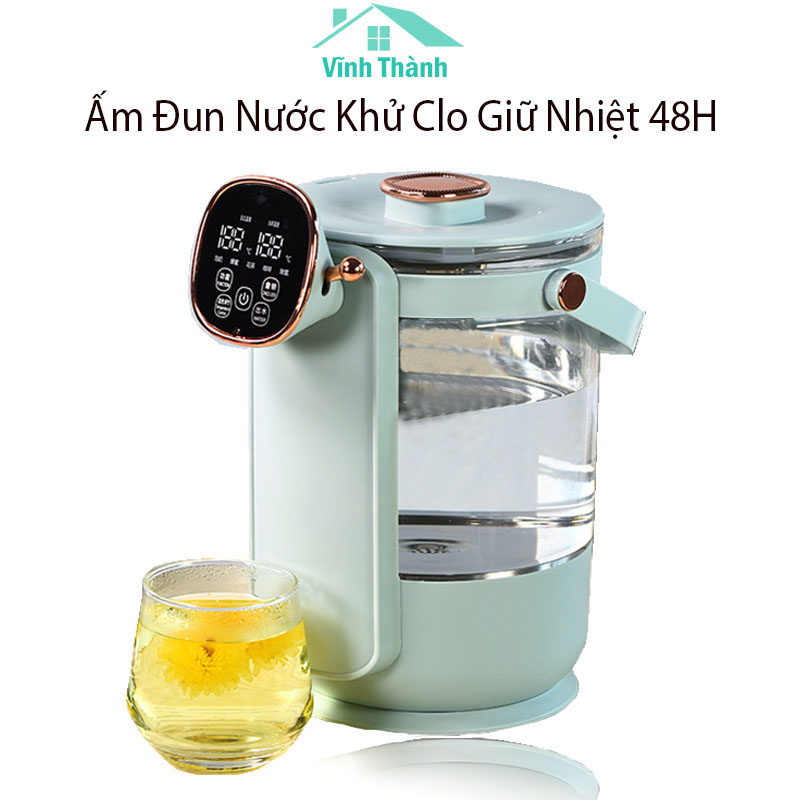Ấm Đun Nước Siêu Tốc Thuỷ Tinh Khử Clo - Máy Đun Nước Siêu Tốc Chọn Nhiệt Độ Công Suất 1350W Dung Tích 2,5 Lít