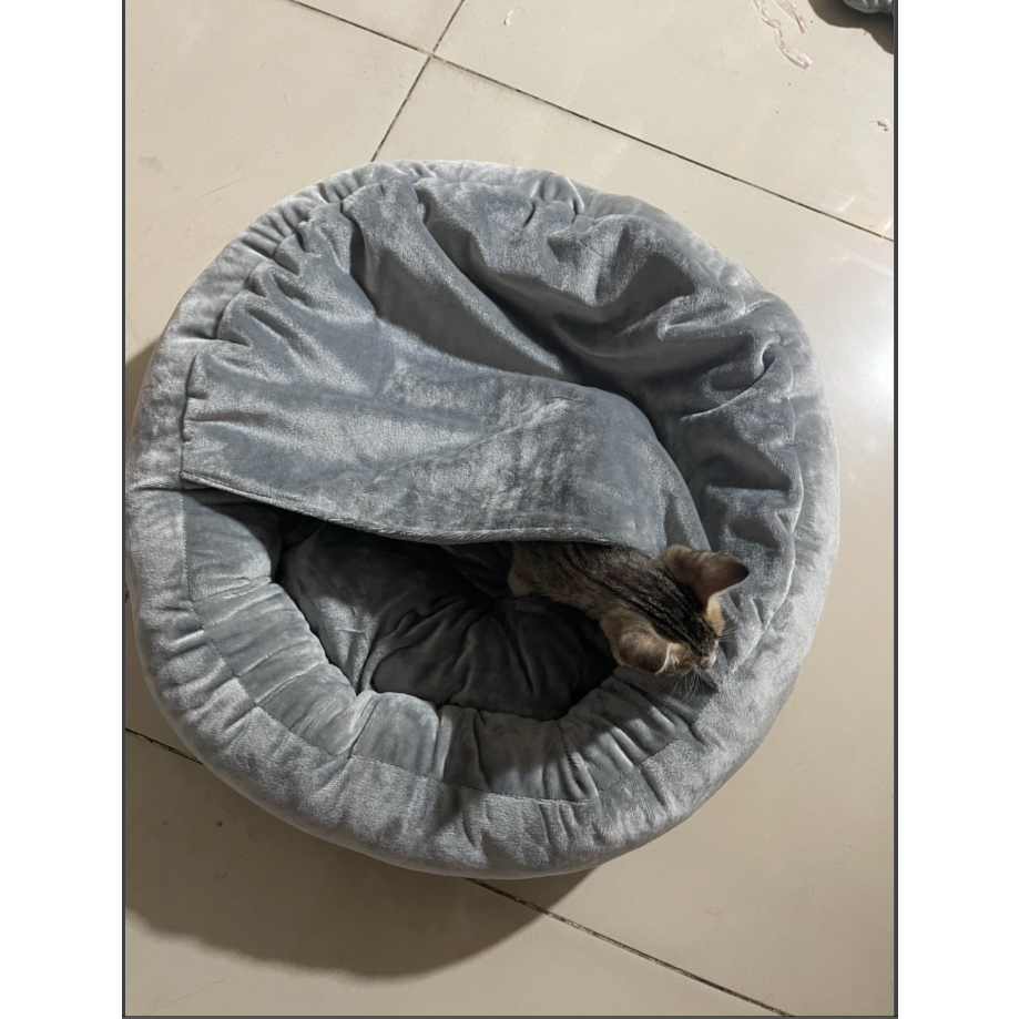 nệm ngủ kèm mền cho chó mèo tặng đồ chơi bình sữa 20cm