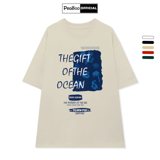 Áo Thun Unisex PEABOO mã TN The Gift Of The Ocean Chất Cotton Form Rộng Tay Lỡ Cho Nam Nữ