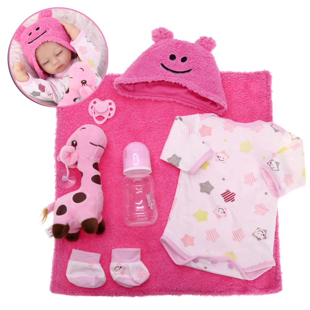 Búp Bê Tái Sinh Thân Gòn Mềm Mại Em Bé Ngủ Đông Áo Nón Hồng NPK 16 inch 40 cm Reborn Vinyl Doll PVN