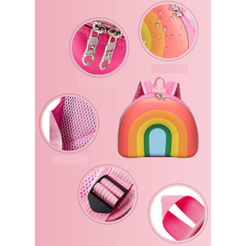 Balo Đi Học Họa Tiết Cầu Vồng Dễ Thương Phong Cách Hàn Quốc Cho Bé