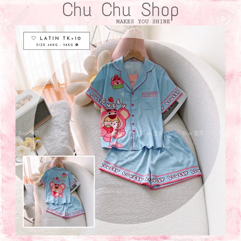 Đồ Bộ Mặc Nhà Pijama Đồ Ngủ Lụa Latin Form Đùi Freesize 40-58kg _Bảng 3