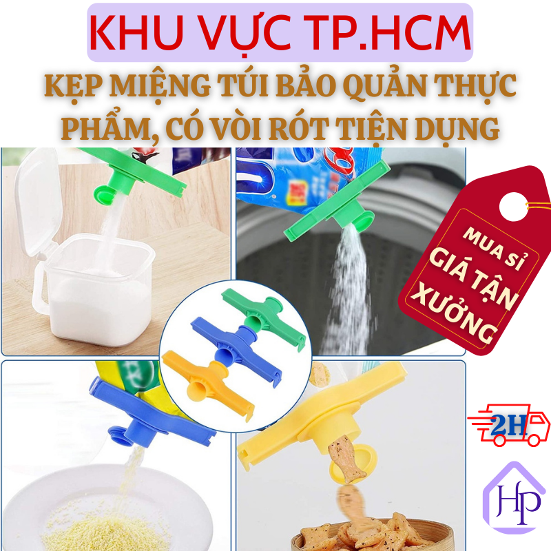 Bộ Dụng Cụ Kẹp Miệng Túi Bảo Quản Thực Phẩm Có Vòi Rót Tiện Dụng