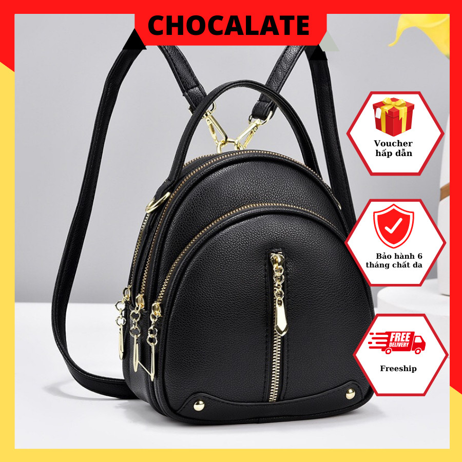 Balo Da Nữ Mini Thời Trang Chocalate Vừa đeo Balo Vừa Đeo Vai, Chất Da Mềm Bền Đẹp Mang Đi Chơi Siêu Xinh. M33