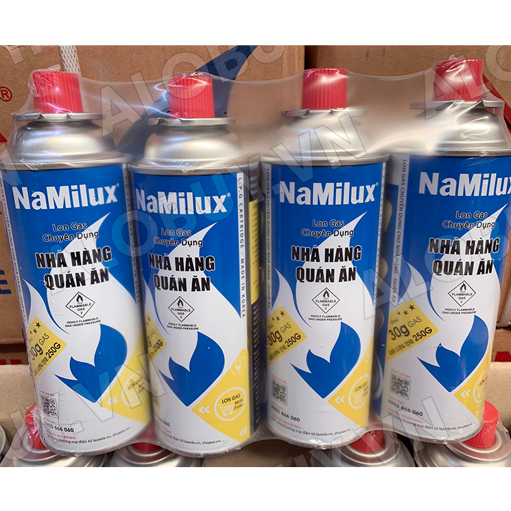4 Lon gas mini NAMILUX 250g Nhập KOREA - Chống cháy Nổ - Bình gas mini Dùng bếp gas du lịch