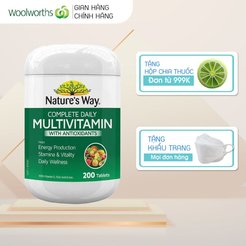 Vitamin tổng hợp tảo biển Nature’s Way Complete Daily Multivitamin with Antioxidants 200 viên của Úc