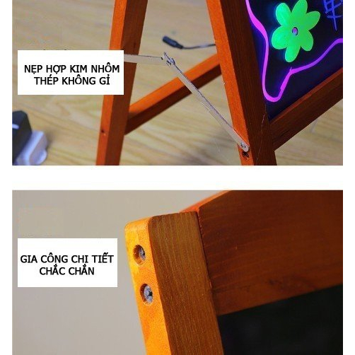 Bảng Led Huỳnh Quang khung gỗ 60x80cm, 50x70cm, 40x60cm