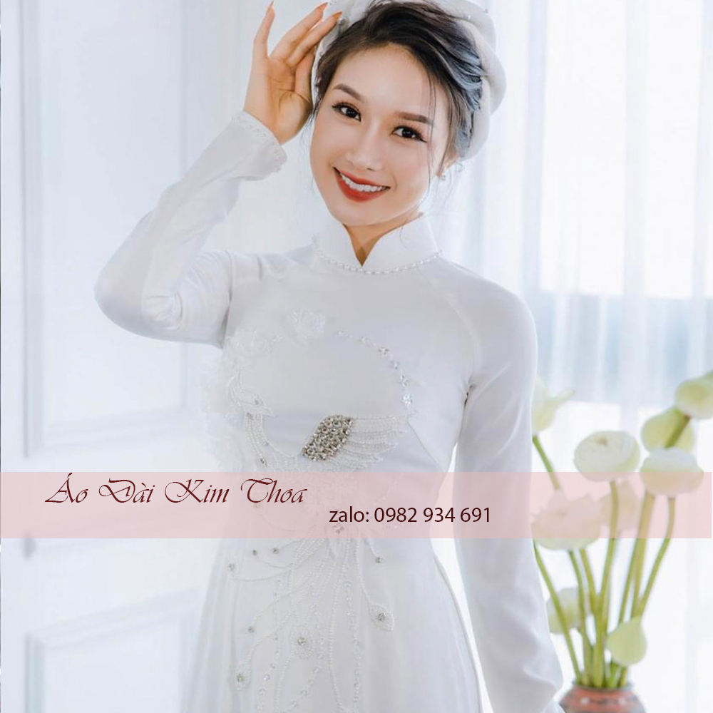 Áo Dài Cặp Cưới Hỏi Cô Dâu Chú Rể Màu Trắng AC04