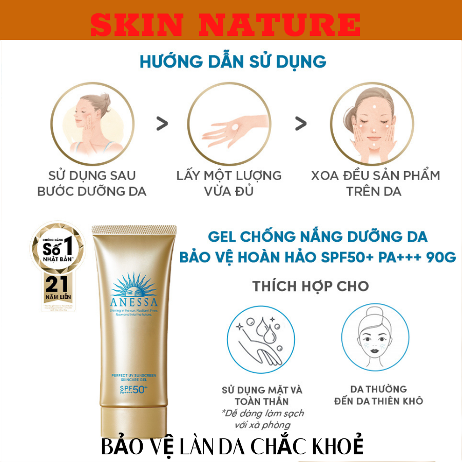 Gel chống nắng Perfect UV Sunscreen Skincare SPF50+ PA++++ lành tính, kiềm dầu