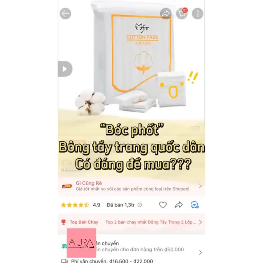 Bông tẩy trang 3 lớp Cotton Pads Túi 222 miếng