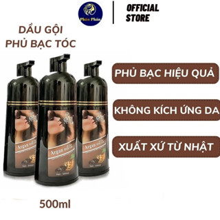 Dầu gội đầu phủ bạc màu Nâu không lược SIN HAIR Nhật Bản 500ml, phủ bạc đều màu không hại cho da