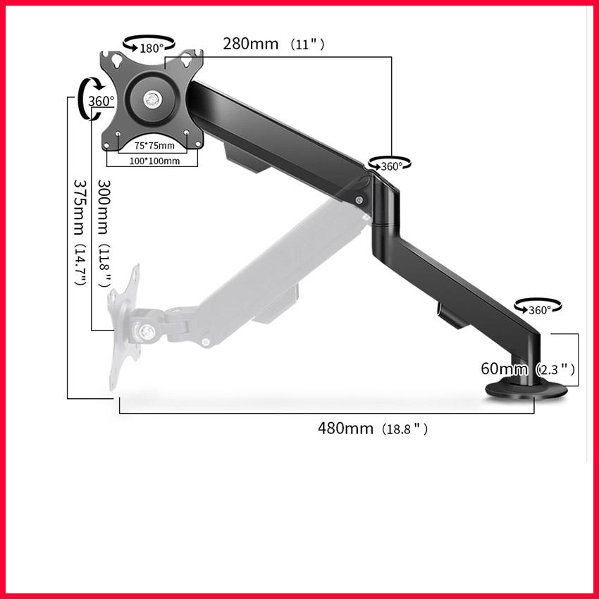 Giá treo màn hình máy tính F90 tích hợp màn 17 - 30 inch tải trọng 9Kg mẫu mới 2023
