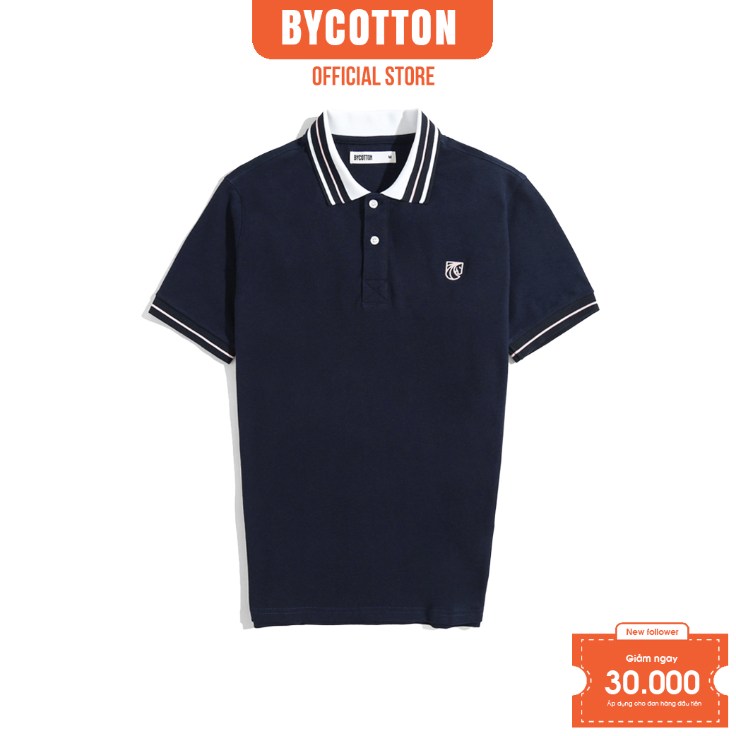 Áo Polo Nam Cao Cấp Có Cổ BY COTTON Xanh Đen Phối Bo Cổ 020223 Nam Tính, Thanh Lịch, Sang Trọng, Trẻ Trung