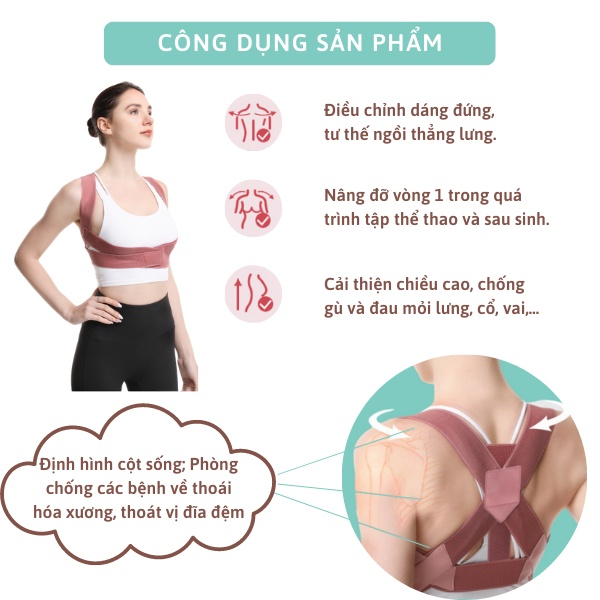Đai Bảo Vệ Vòng 1 Khắc Phục Gù Lưng HeLoKo, Đai Chống Gù Lưng Cao Cấp.