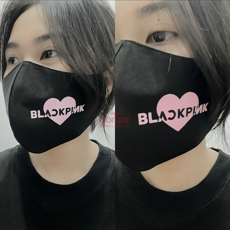 Khẩu Trang Fandom KPOP Cute Vải Bịt Mặt Chống Nắng 3 Lớp Ôm Mặt Có Nút Chỉnh Dây Đeo parteeshopvn