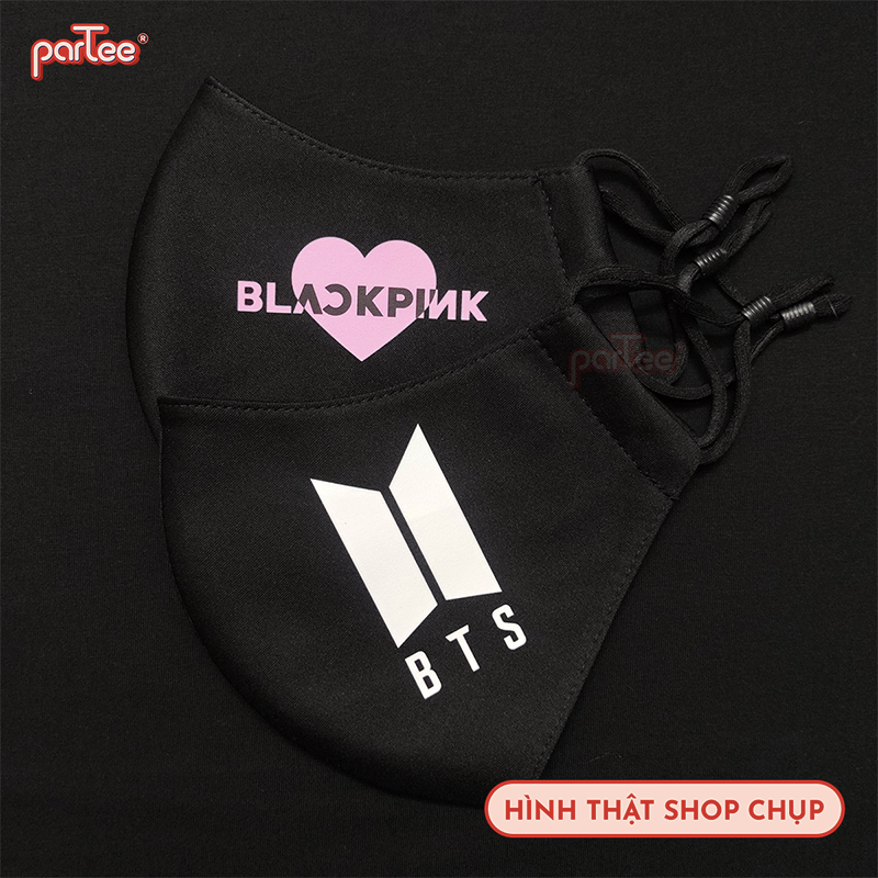 Khẩu Trang Fandom KPOP Cute Vải Bịt Mặt Chống Nắng 3 Lớp Ôm Mặt Có Nút Chỉnh Dây Đeo parteeshopvn