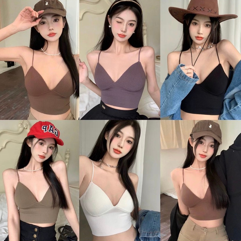 Áo bra có đệm mút kèm thun tăm 2 dây mảnh MUỐI 1254