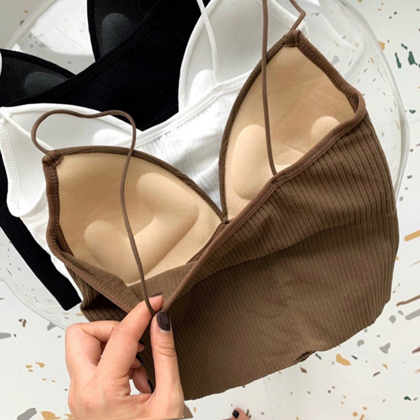 Áo bra có đệm mút kèm thun tăm 2 dây mảnh MUỐI 1254