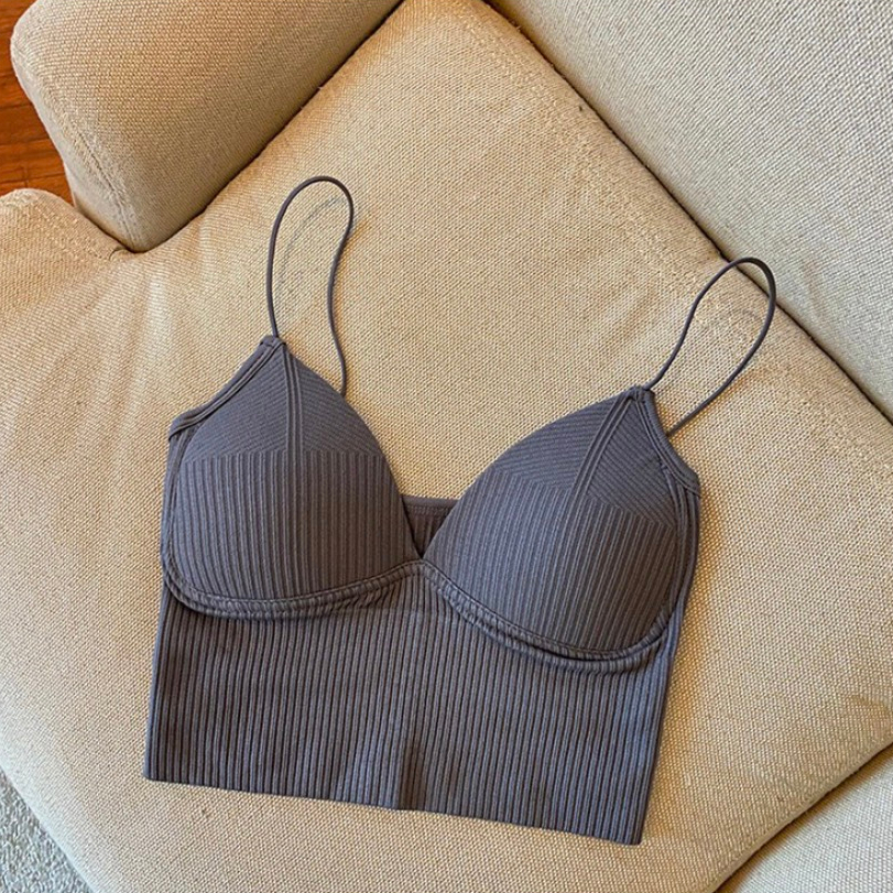 Áo bra có đệm mút kèm thun tăm 2 dây mảnh MUỐI 1254