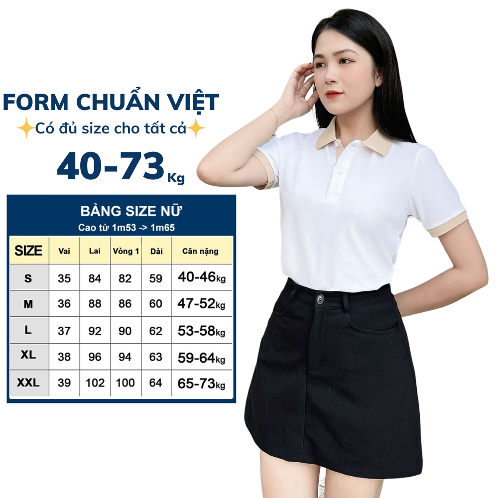 Áo thun Polo nữ TOLI phối cổ dễ thương, dáng ôm nhẹ, vải cá sấu dày dặn chống nhăn thoáng khí [T01]