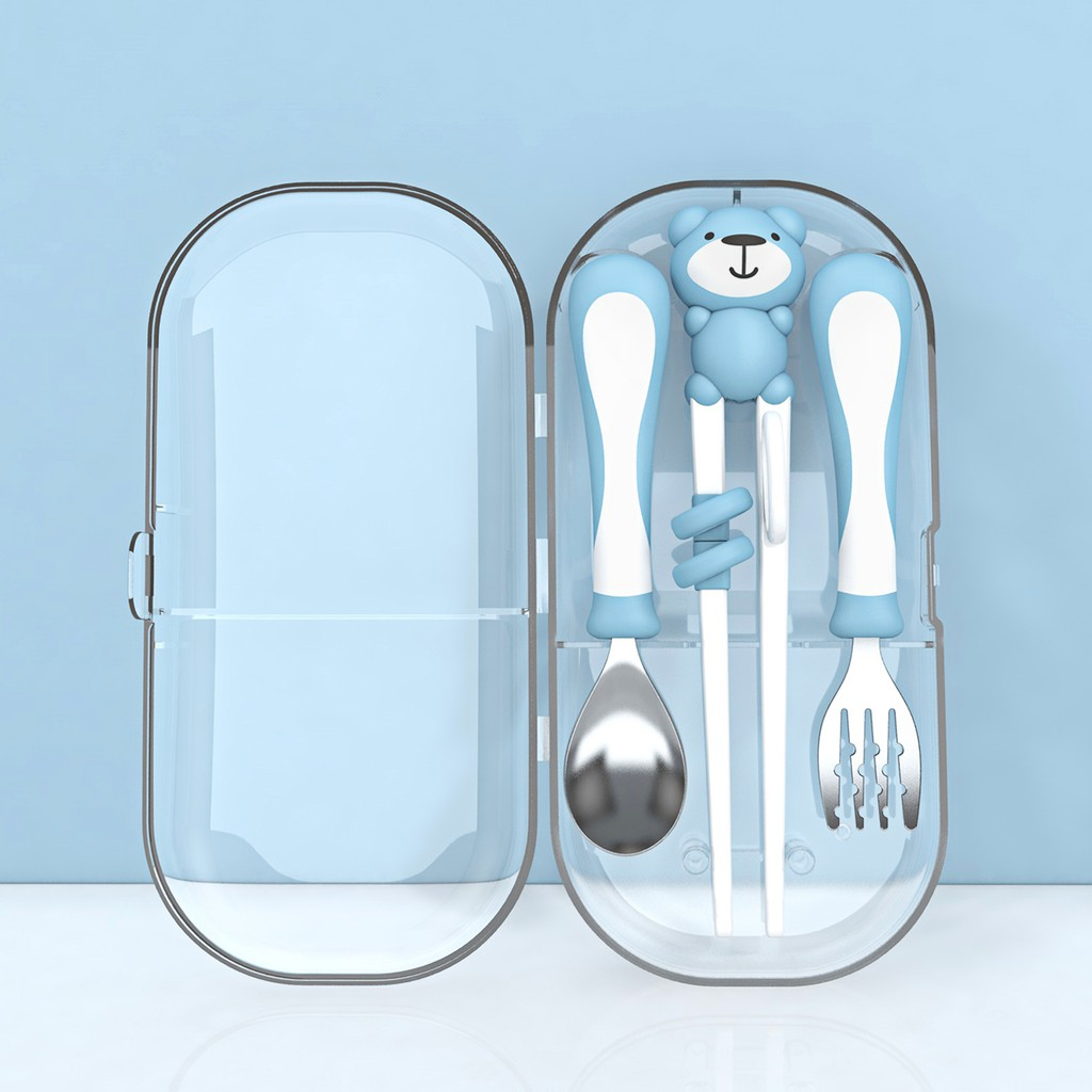 Thìa Đĩa Đũa tập ăn cho bé tập xúc và tập gắp, Chất liệu nhựa PP an toàn và inox 304