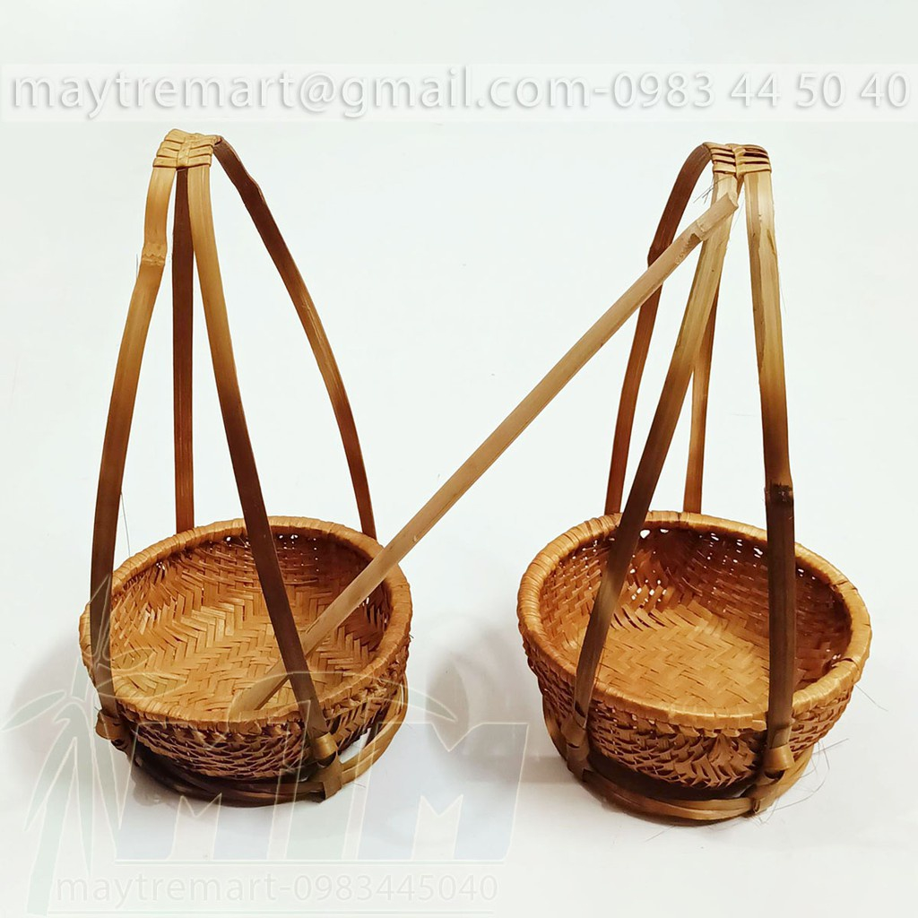 Thúng tre nâu hun khói trang trí decor chụp ảnh