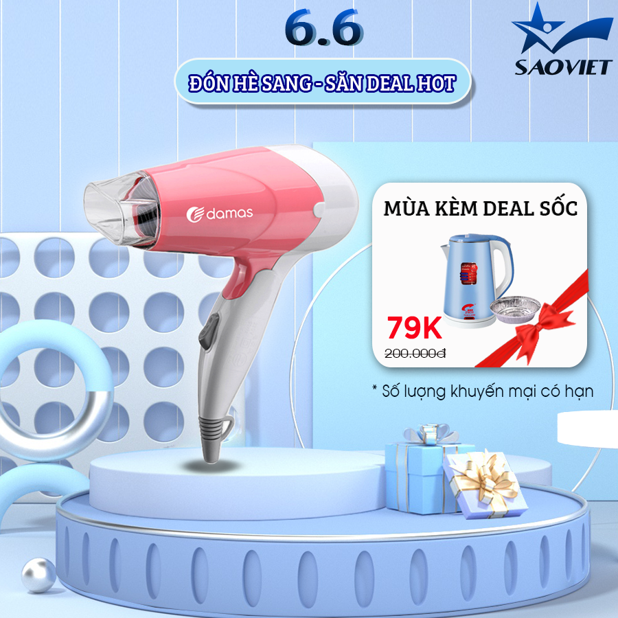 Máy sấy tóc công suất lớn tạo kiểu Damas JT-3377 chính hãng , máy khò tóc bảo hành 12 tháng