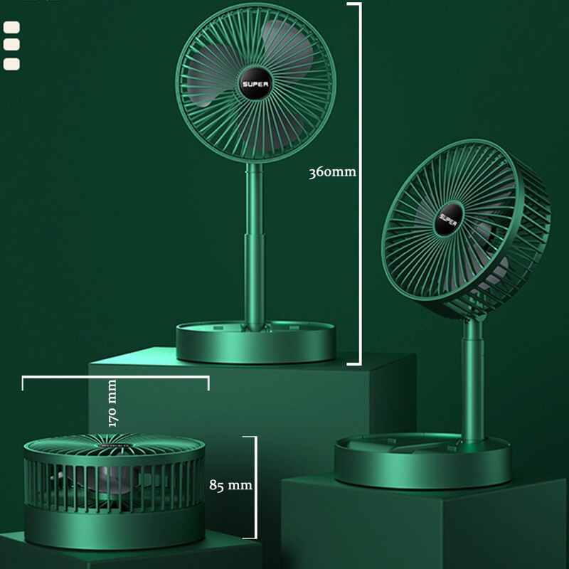 Quạt tích điện mini 3 chế độ để bàn gấp gọn tiện dụng