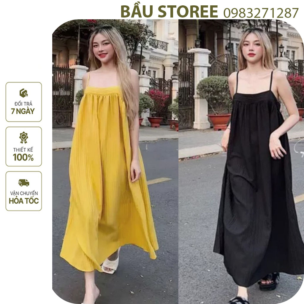 VÁY ĐẦM BẦU 2 DÂY DÁNG MAXI DÀI CHẤT MỀM MÁT - VÁY BẦU ĐI BIỂN DẠO PHỐ ĐẸP SANG CHẢNH FREESIZE