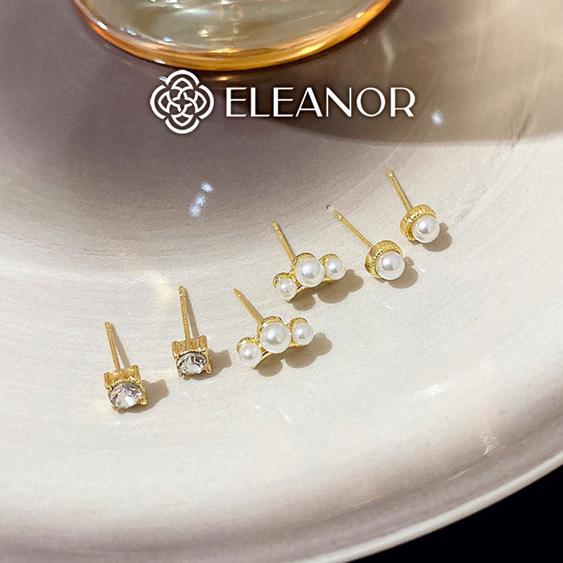 Set bông tai nữ chuôi bạc 925 Eleanor Accessories đính đá ngọc trai nhân tạo phụ kiện trang sức 5820