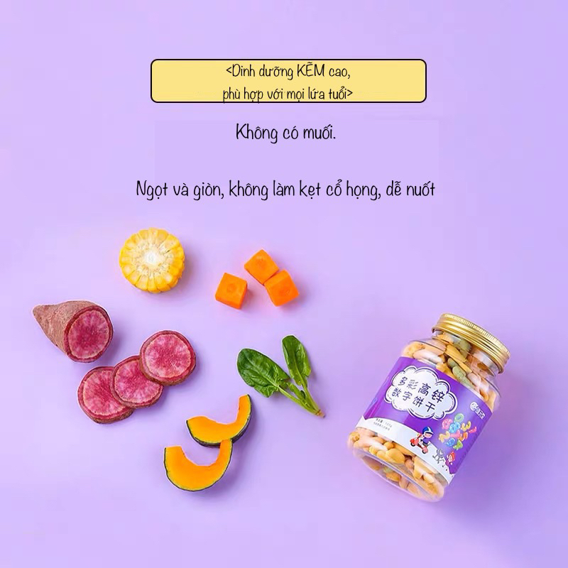 Bánh quy, cookie ăn nhẹ cho bé +1 giàu CANXI và KẼM cao /hộp 120g