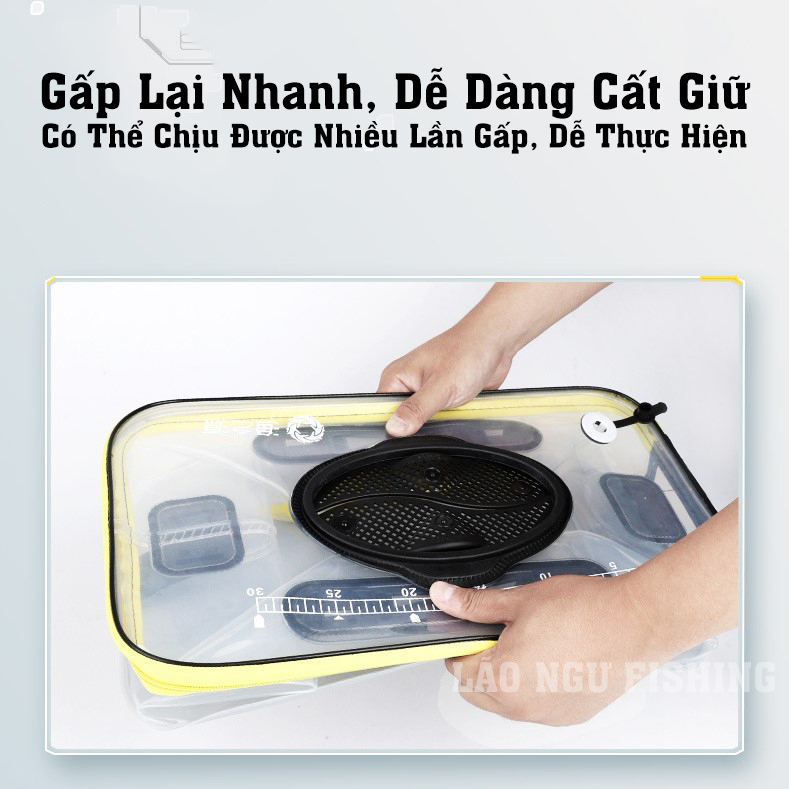 Thùng Đựng Cá SUPER Trong Suốt đa năng, Chất liệu EVA chống thấm nước, có thể gấp gọn tiện lợi