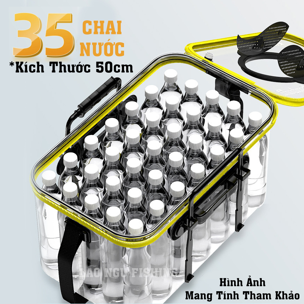 Thùng Đựng Cá SUPER Trong Suốt đa năng, Chất liệu EVA chống thấm nước, có thể gấp gọn tiện lợi